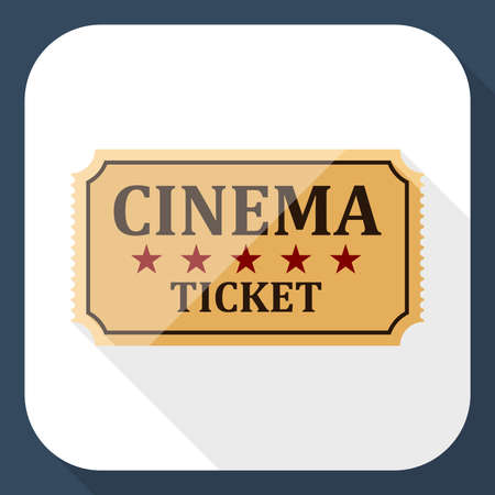 Cinema ticket icon with long shadowのイラスト素材