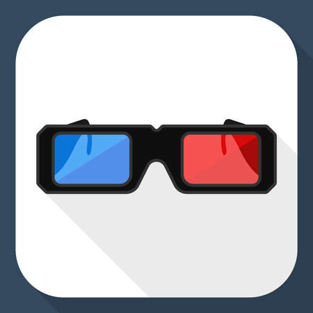 3D glasses flat icon with long shadowのイラスト素材