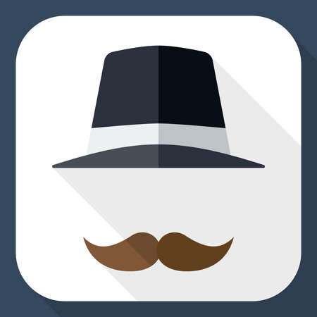 Hat and mustache icon with long shadowのイラスト素材