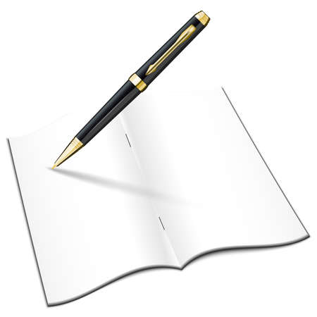 Blank open notebook with classic pen. Vector illustrationのイラスト素材