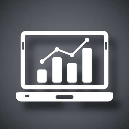 Vector laptop icon with business graph on the screenのイラスト素材