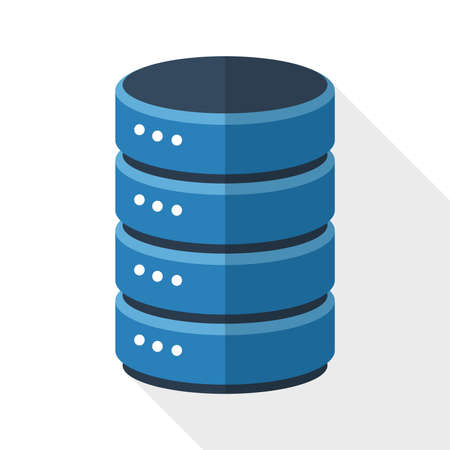 Data storage icon with long shadow on white backgroundのイラスト素材