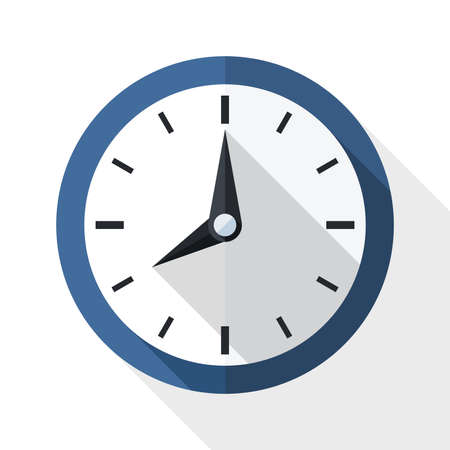Wall clock icon with long shadow on white backgroundのイラスト素材