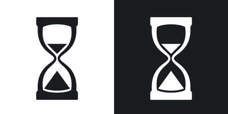Hourglass icon, vector. Two-tone version on black and white backgroundのイラスト素材