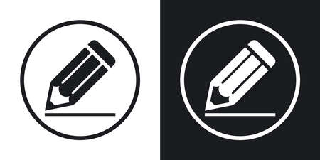 Pencil icon, stock vector. Two-tone version on black and white backgroundのイラスト素材
