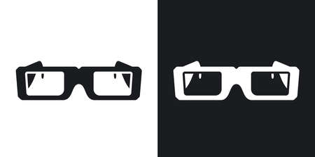 Vector 3D Glasses Icon. Two-tone version on black and white backgroundのイラスト素材