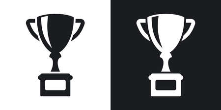 Vector champion's cup icon. Two-tone version on black and white backgroundのイラスト素材