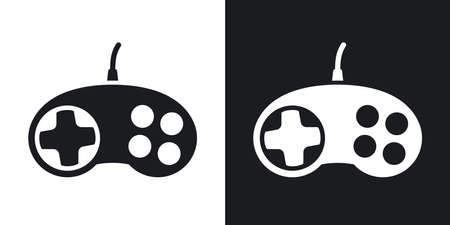 Vector gamepad icon. Two-tone version on black and white backgroundのイラスト素材
