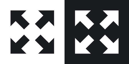 Vector full screen icon. Two-tone version on black and white background