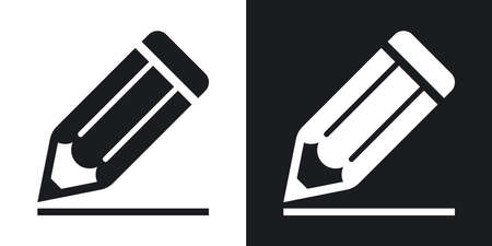 Pencil icon, vector. Two-tone version on black and white backgroundのイラスト素材