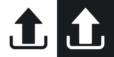 Upload vector icon. Two-tone version on black and white backgroundのイラスト素材