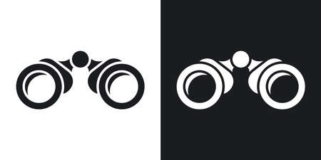 Vector binoculars icon. Two-tone version on black and white backgroundのイラスト素材