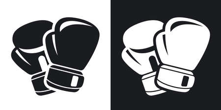 Vector boxing gloves icon. Two-tone version on black and white backgroundのイラスト素材
