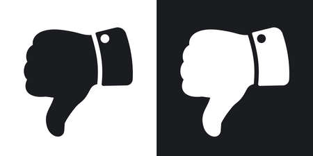 Vector hand with thumb down icon. Two-tone version on black and white backgroundのイラスト素材