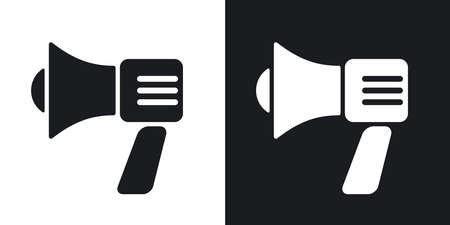 Vector megaphone icon. Two-tone version on black and white backgroundのイラスト素材