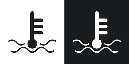 Vector motor temperature icon. Two-tone version on black and white backgroundのイラスト素材