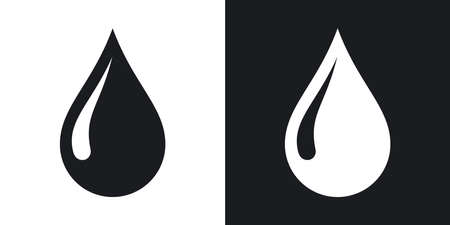 Vector rain drop icon. Two-tone version on black and white backgroundのイラスト素材