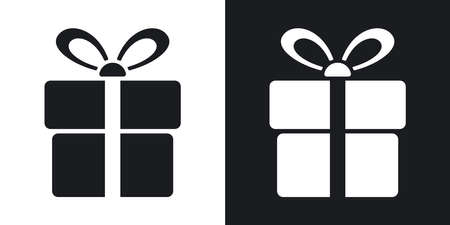 Vector gift box icon. Two-tone version on black and white backgroundのイラスト素材