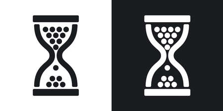 Vector hourglass icon. Two-tone version on black and white background