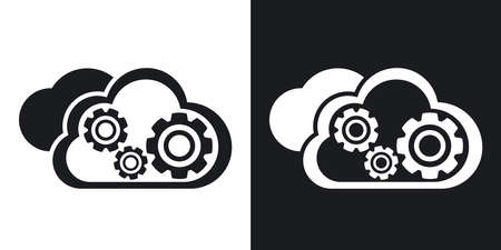 Vector cloud computing icon. Two-tone version on black and white backgroundのイラスト素材