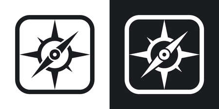 Vector compass icon. Two-tone version on black and white backgroundのイラスト素材