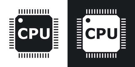 Vector CPU icon. Two-tone version on black and white backgroundのイラスト素材