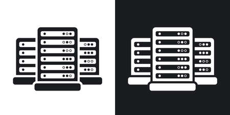 Vector data center icon. Two-tone version on black and white backgroundのイラスト素材
