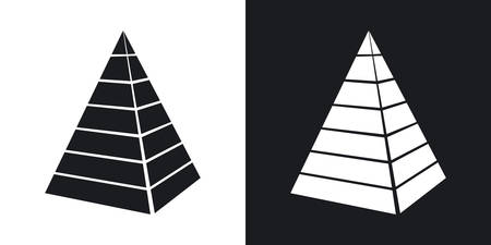 Vector layered pyramid icon. Two-tone version on black and white backgroundのイラスト素材