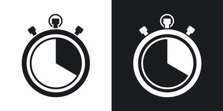 Vector stopwatch icon. Two-tone version on black and white backgroundのイラスト素材