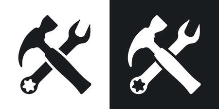 Vector tools icon. Two-tone version on black and white backgroundのイラスト素材