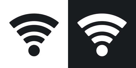 Vector wireless network icon. Two-tone version on black and white backgroundのイラスト素材