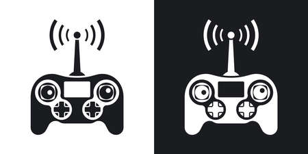 Drone remote control icon, stock vector. Two-tone version on black and white background