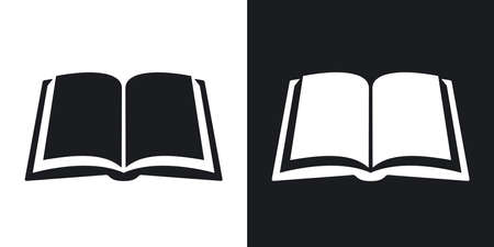 Vector icon of an open book. Two-tone version on black and white backgroundのイラスト素材