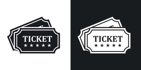 Vector tickets icon. Two-tone version on black and white backgroundのイラスト素材