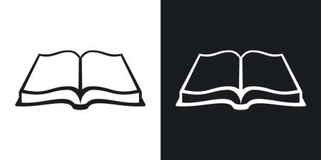 Open book icon, stock vector. Two-tone version on black and white backgroundのイラスト素材