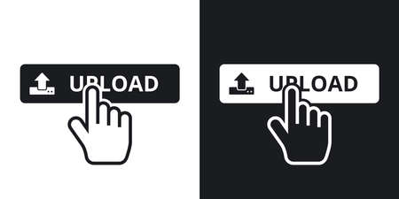 Vector upload button. Two-tone version on black and white backgroundのイラスト素材