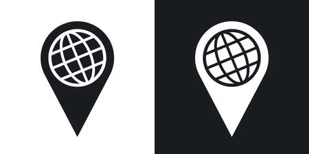 Map pointer icon, vector. Two-tone version on black and white backgroundのイラスト素材