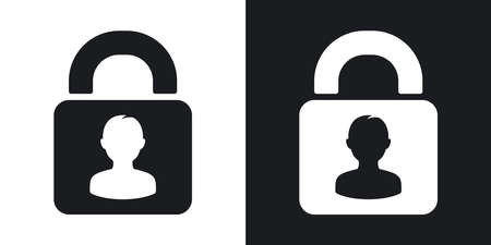 User login or authenticate icon, vector. Two-tone version on black and white background