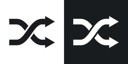 Vector shuffle icon. Two-tone version on black and white backgroundのイラスト素材