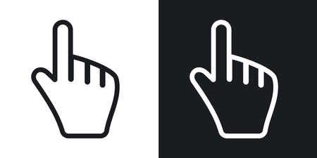 Hand cursor, vector. Two-tone version on black and white backgroundのイラスト素材