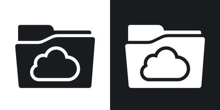 Vector cloud folder icon. Two-tone version on black and white backgroundのイラスト素材