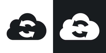 Vector cloud sync icon. Two-tone version on black and white backgroundのイラスト素材