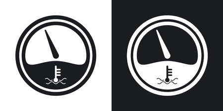 Vector motor temperature gauge icon. Two-tone version on black and white backgroundのイラスト素材