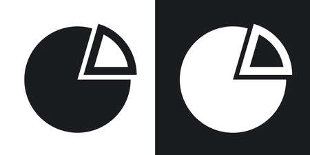 Vector pie chart icon. Two-tone version on black and white backgroundのイラスト素材