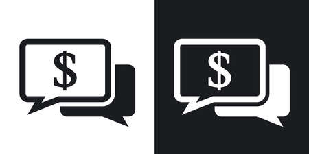 Vector speech bubbles icon with dollar sign. Two-tone version on black and white backgroundのイラスト素材