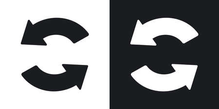 Vector sync and refresh icon. Two-tone version on black and white background