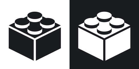 Vector building block icon. Two-tone version on black and white backgroundのイラスト素材