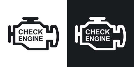 Vector check engine icon. Two-tone version on black and white backgroundのイラスト素材