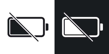 Vector empty battery icon. Two-tone version on black and white background