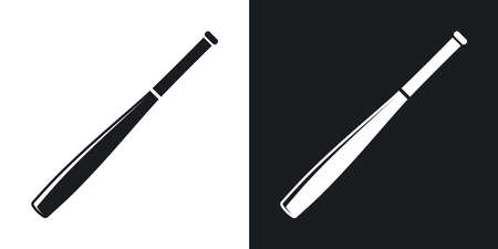 Vector baseball bat icon. Two-tone version on black and white backgroundのイラスト素材